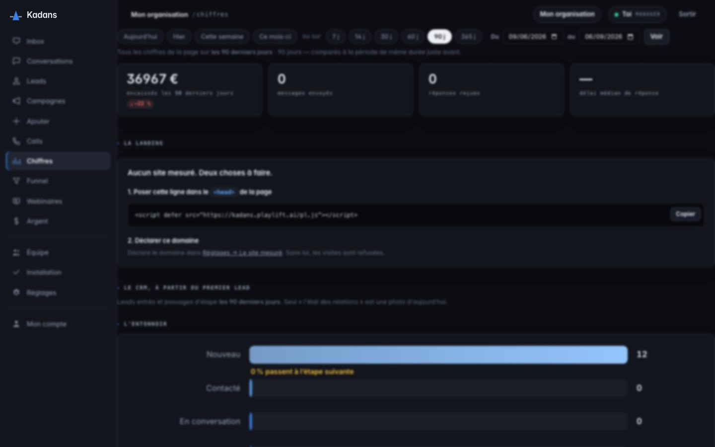 Kadans · Les analytics, flouté